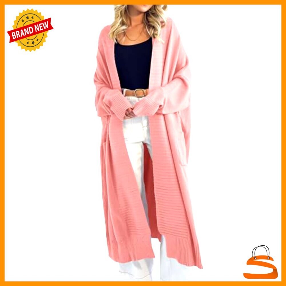 Oversized Chunky Knit Cardigan Sweater Coat Long Duster Warm Pockets - Picture 2 of 7
